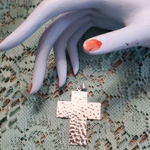 Hammered silver cross pendant